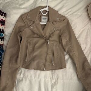 Abercrombie & Fitch Beige Leather Jacket